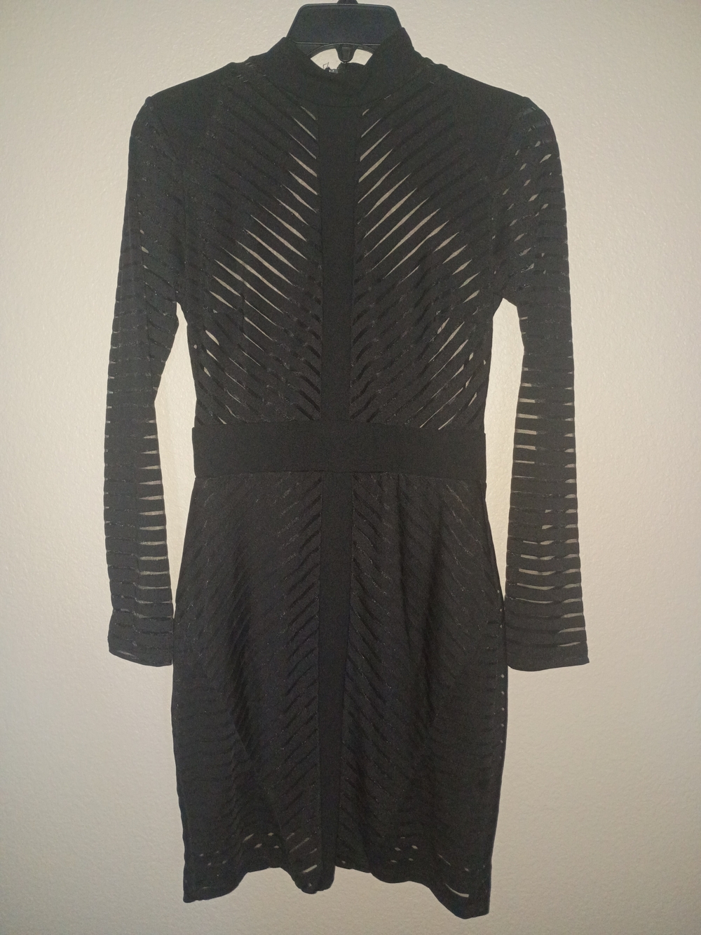 iris Black Sheer Stripe Mini Dress